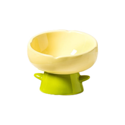 Beveled Ceramic Petal Pet Bowl 220ml