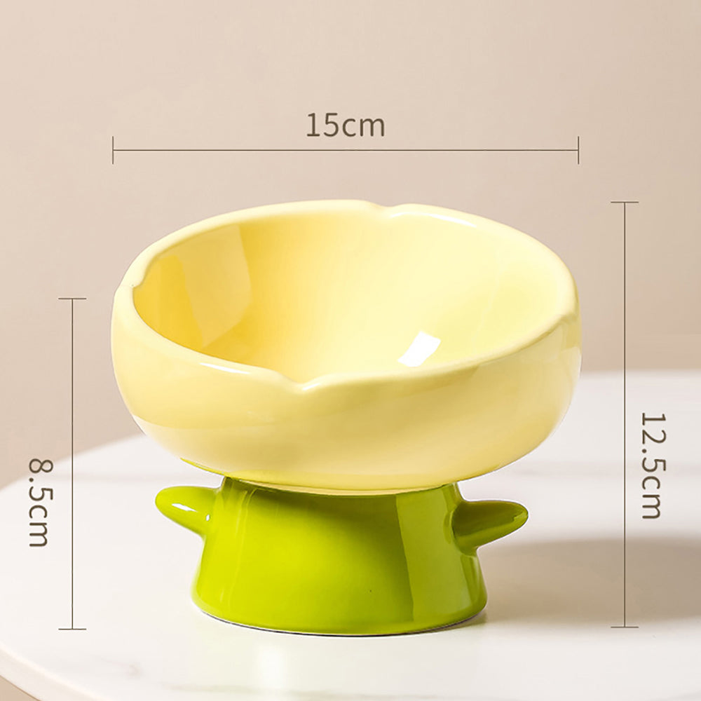Beveled Ceramic Petal Pet Bowl 220ml