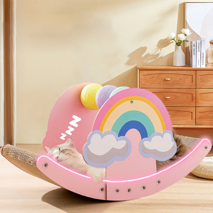 Rainbow Corrugated Paper Seesaw Cat Scratcher
