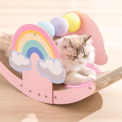 Rainbow Corrugated Paper Seesaw Cat Scratcher