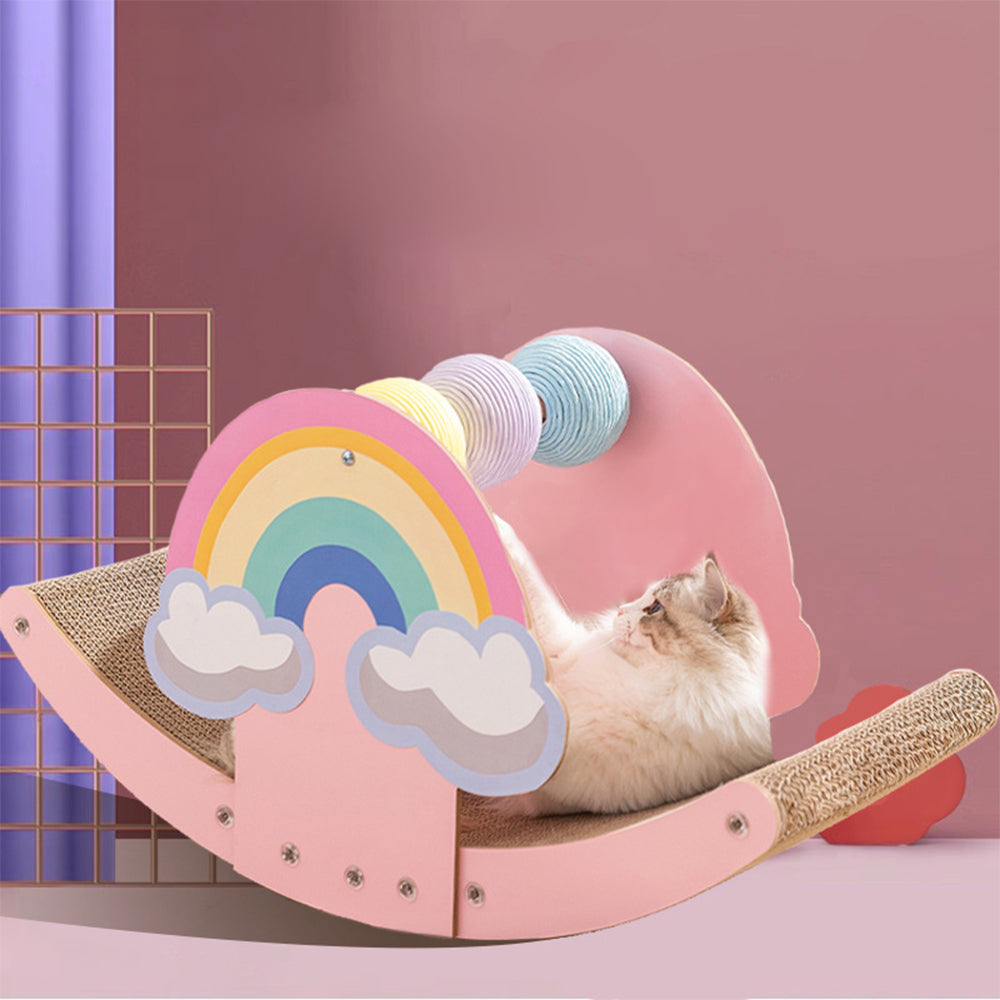 Rainbow Corrugated Paper Seesaw Cat Scratcher