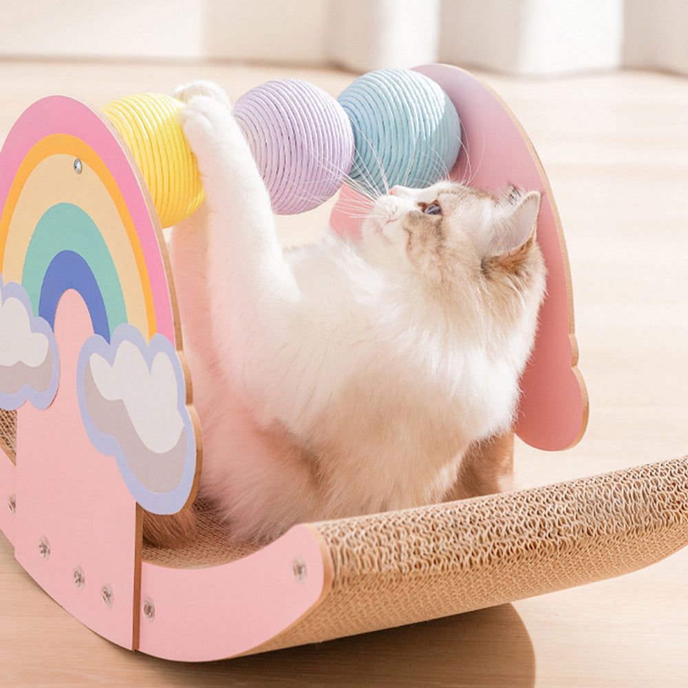 Rainbow Corrugated Paper Seesaw Cat Scratcher