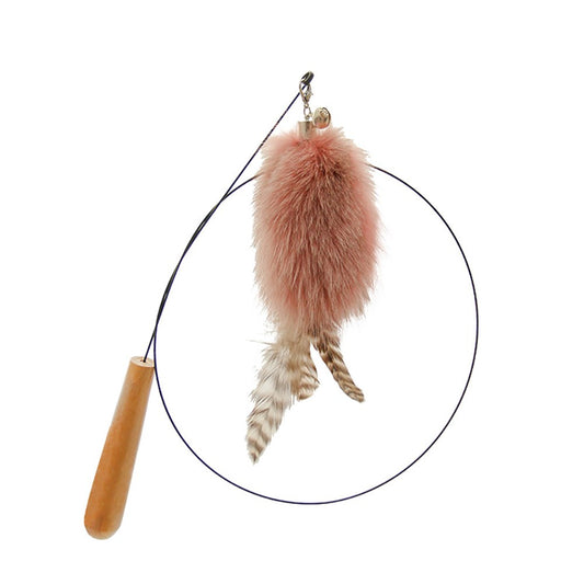 Fox Fur Wood Rod And Wire Cat Teaser Wand