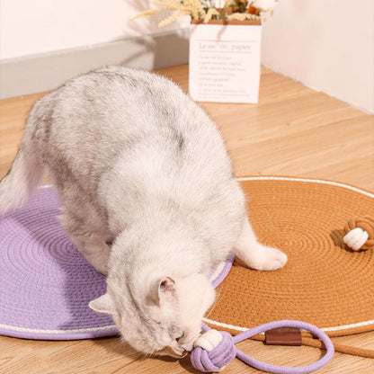 Washable Woven Cat Scratching Mat With Ball