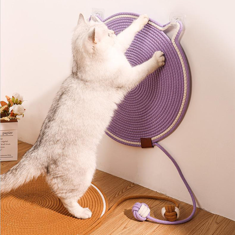 Washable Woven Cat Scratching Mat With Ball