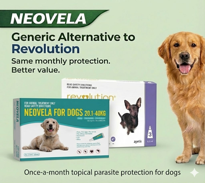 NEOVELA Flea And Worming For Dogs 20.1-40kg 4x2.0mL Tubes Aqua