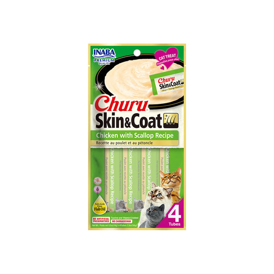 INABA Churu Skin & Coat Chicken With Scallop 56g (14g x 4) USA-674