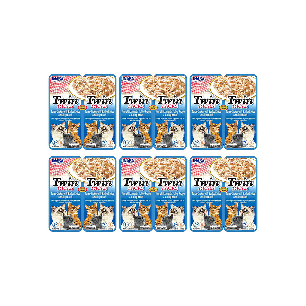INABA Twin Packs Tuna with Chicken & Scallop Flavored Broth Wet Cat Treats 2x40g