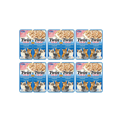 INABA Twin Packs Tuna with Chicken & Scallop Flavored Broth Wet Cat Treats 2x40g
