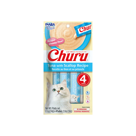 INABA Churu Tuna with Scallop Recipe Cat Treats 56g (14g x 4)