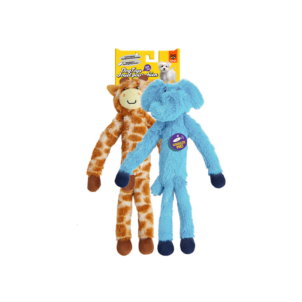 FOFOS Elephant&Giraffe Dog Squeaky Toy 2pcs