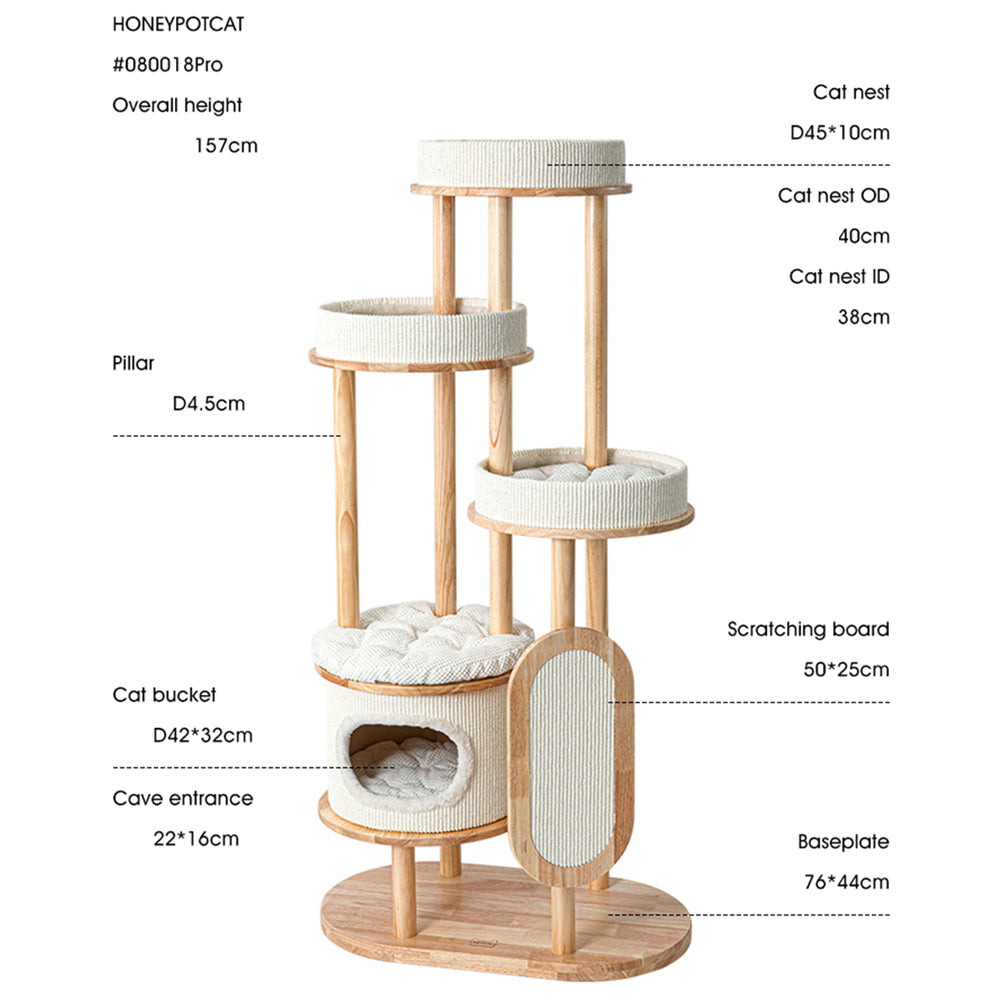HONEYPOTCAT Varnished Solid Wood Cat Perch