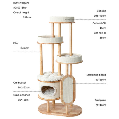 HONEYPOTCAT Varnished Solid Wood Cat Perch