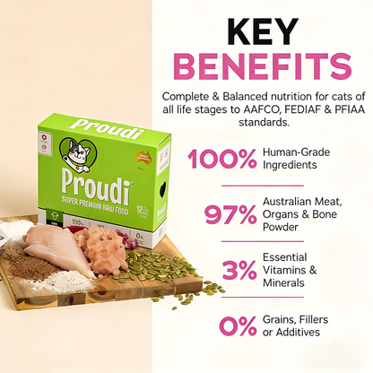 PROUDI Premium Frozen Lamb Raw Cat Food 1.08kg