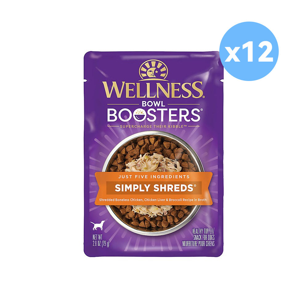 WELLNESS Core Simply Shreds Shredded Boneless Chicken, Chicken Liver & Broccoli  Wet Dog Food 79g x 12