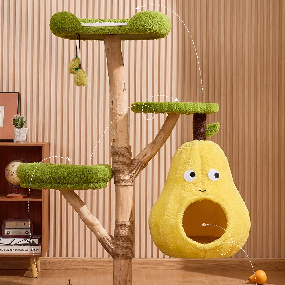 CMISSTREE Three-Level Cat Tree Wth Pear-Shaped Hammock And Cat House
