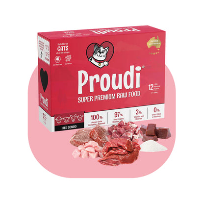 PROUDI Premium Frozen Red Combo Raw Cat Food 1.08kg