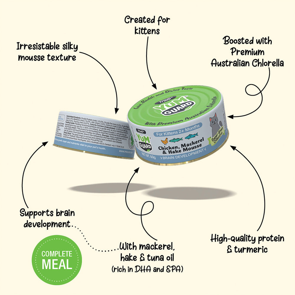 YUMGUARD Brain Development Chicken, Mackerel & Hake Mousse Kitten Wet Cat Food
