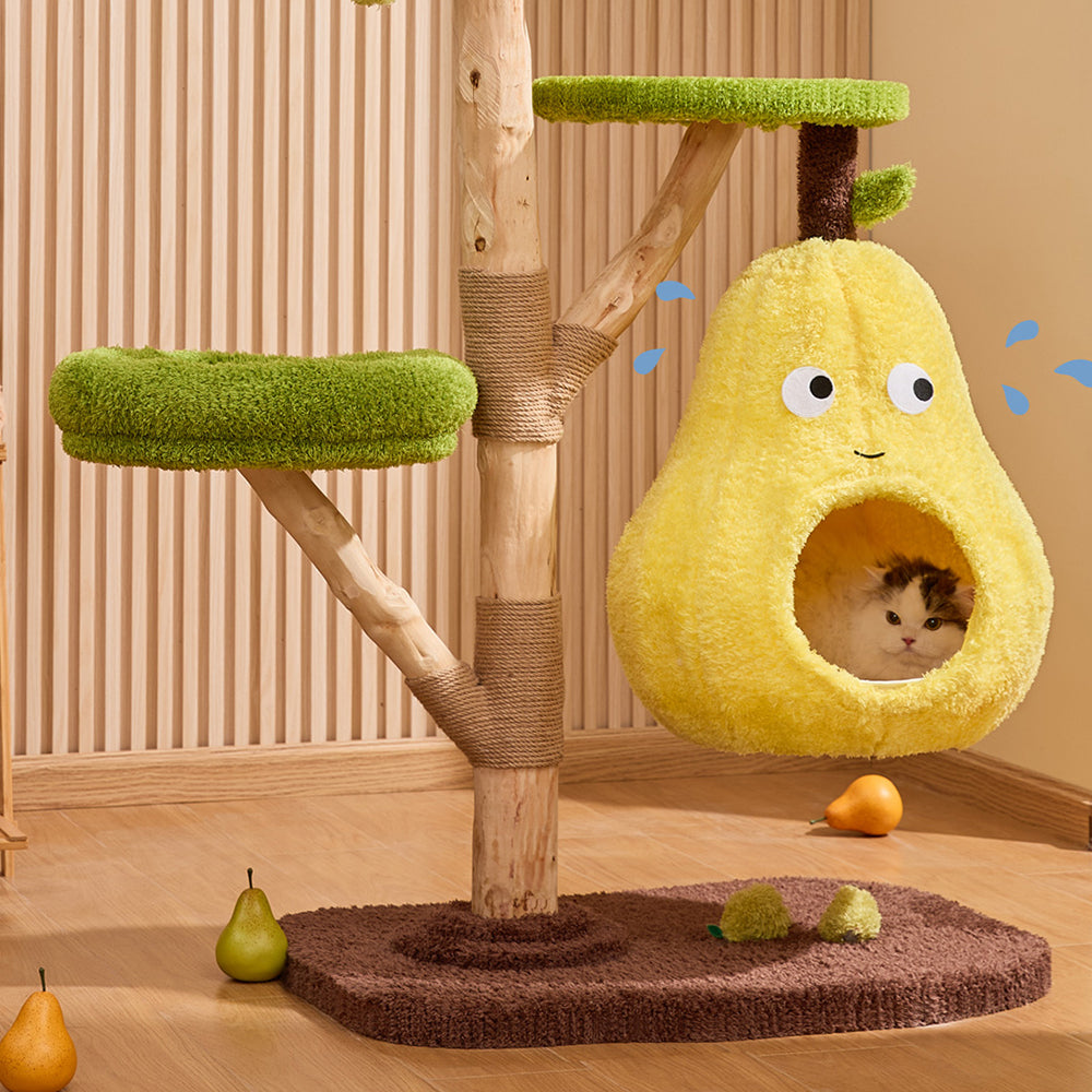 CMISSTREE Three-Level Cat Tree Wth Pear-Shaped Hammock And Cat House