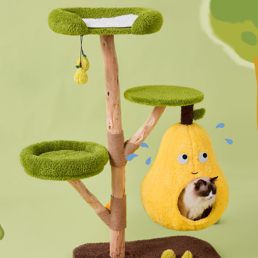 CMISSTREE Three-Level Cat Tree Wth Pear-Shaped Hammock And Cat House