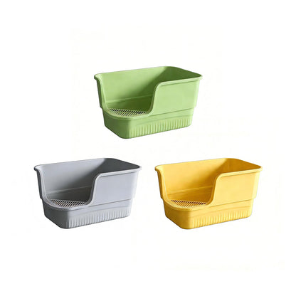 Extra Large Cat Litter Box With Litter Catching Step - High-Sided Design - 65x43x36cm