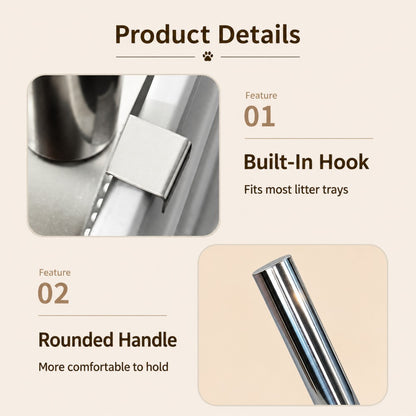 Stainless Steel Cat Litter Scoop – Wooden Handle Fine Slot Design