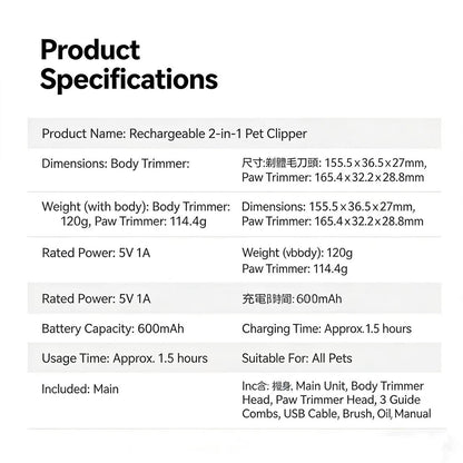 Petkit Dual-Head Quiet & Waterproof Grooming Trimmer