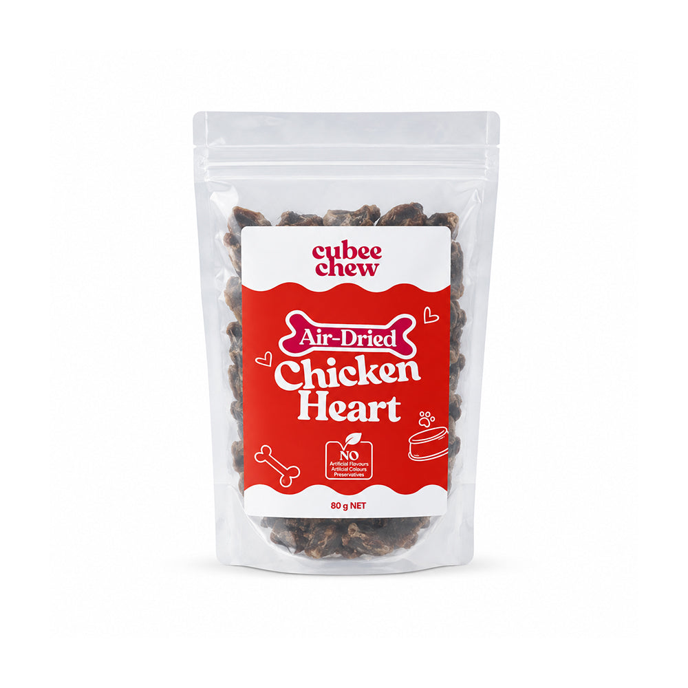 Cubee Chew Air-Dried Chicken Heart Dog Treats 80g