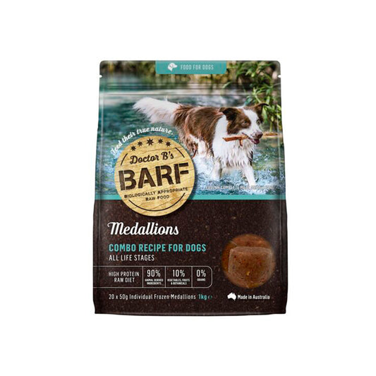Doctor B's BARF Medallions Combo Recipe Frozen Raw Dog Food 20 x 50g
