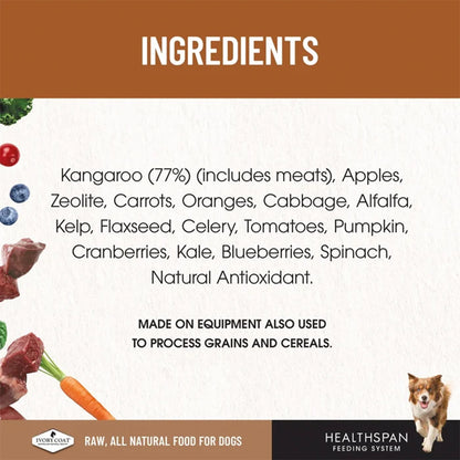 IVORY COAT Healthspan Raw Diet Single Protein Kangaroo Frozen Dog Patties 12x227g