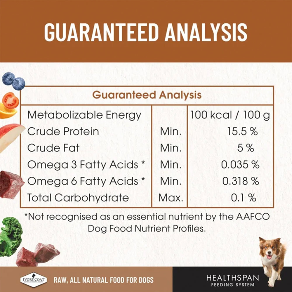 IVORY COAT Healthspan Raw Diet Single Protein Kangaroo Frozen Dog Patties 12x227g