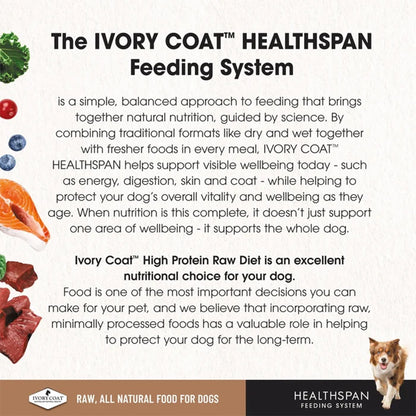 IVORY COAT Healthspan Raw Diet Single Protein Kangaroo Frozen Dog Patties 12x227g