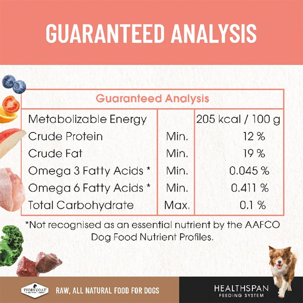 IVORY COAT Healthspan Raw Diet Salmon Frozen Dog Patties 12x227g