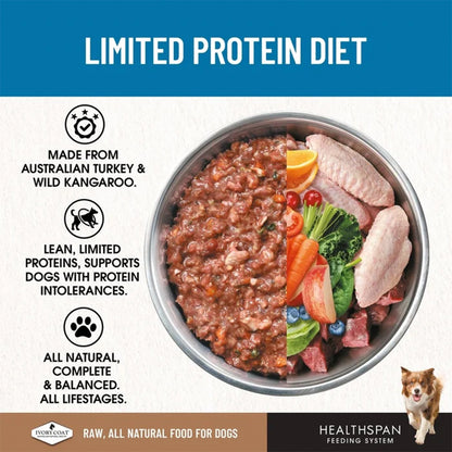 IVORY COAT Healthspan Limited Protein Turkey & Kangaroo Frozen Dog Patties 12x227g