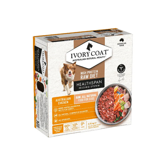 IVORY COAT Healthspan Raw Diet Chicken Frozen Dog Patties 12x227g