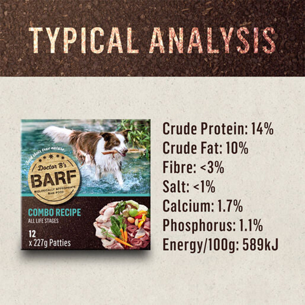 Doctor B's BARF Combo Recipe All Life Stages Frozen Raw Dog Food 12 x 227g