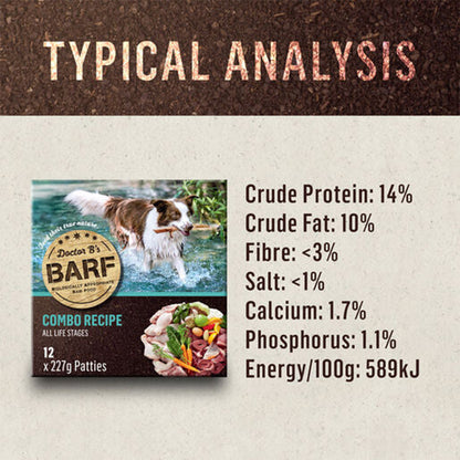 Doctor B's BARF Combo Recipe All Life Stages Frozen Raw Dog Food 12 x 227g