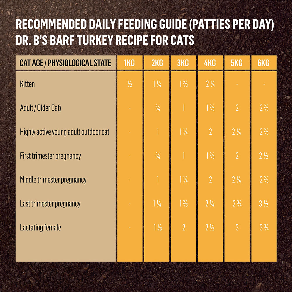 Doctor B's BARF Turkey Frozen Raw Cat Food 12 x 115g