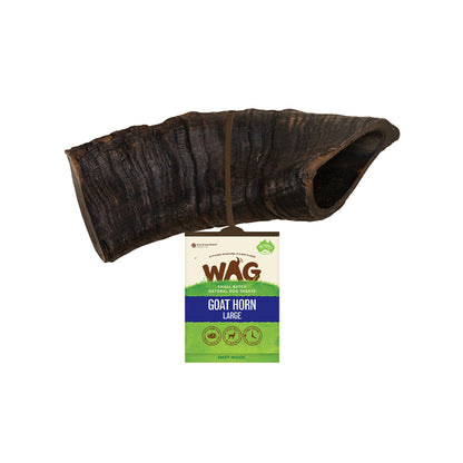 WAG Goat Horn Natural Dried Large Single Dog Treat