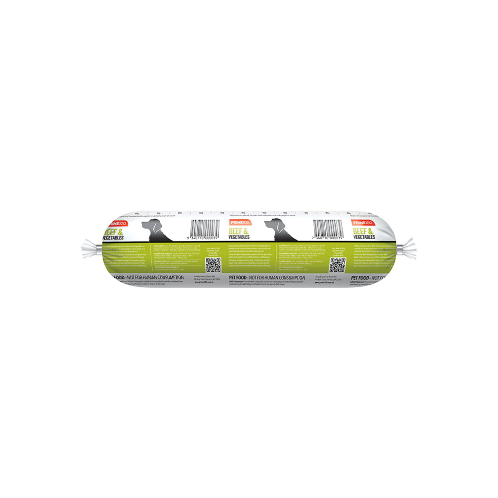 PRIME100 Beef & Vegetables Cooked Roll Dog Food