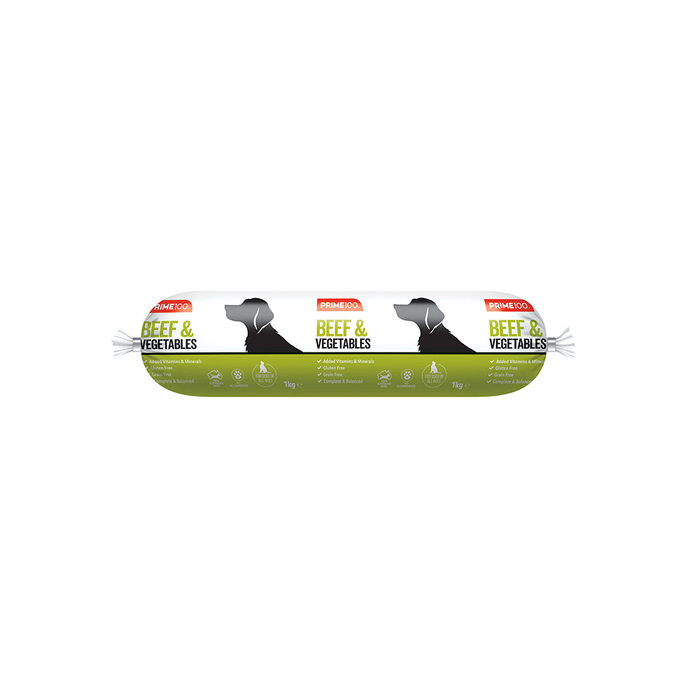 PRIME100 Beef & Vegetables Cooked Roll Dog Food