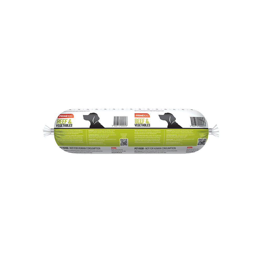 PRIME100 Beef & Vegetables Cooked Roll Dog Food