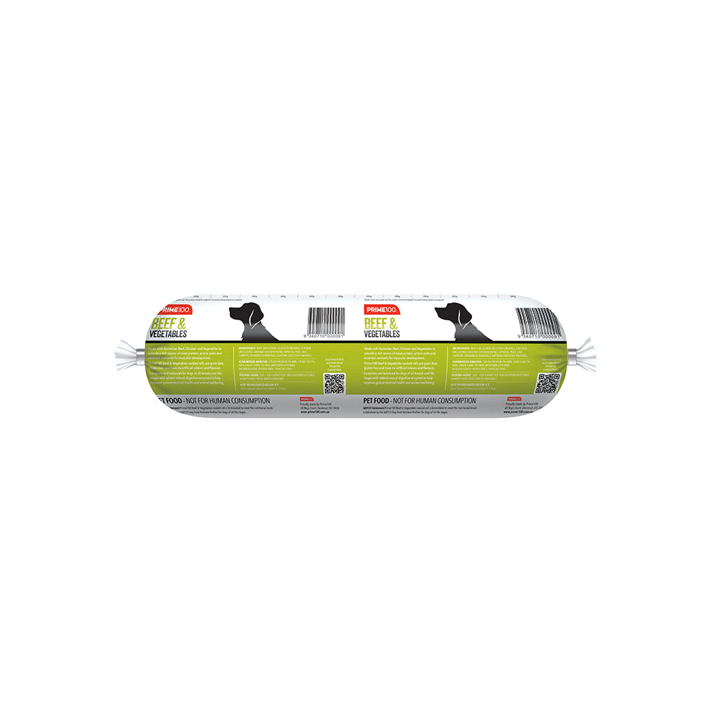 PRIME100 Beef & Vegetables Cooked Roll Dog Food