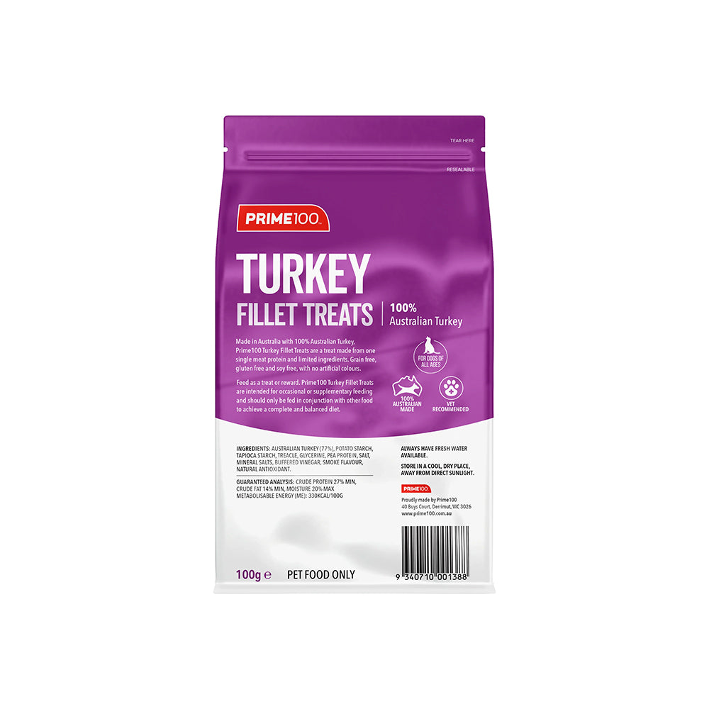 PRIME100 Australian Turkey Fillet Dog Treats 100g