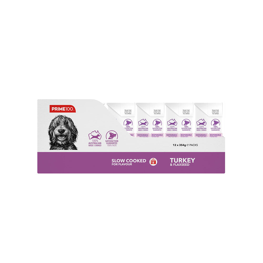 PRIME100 SPD Slow Cooked Turkey & Flaxseed Wet Dog Food 354g