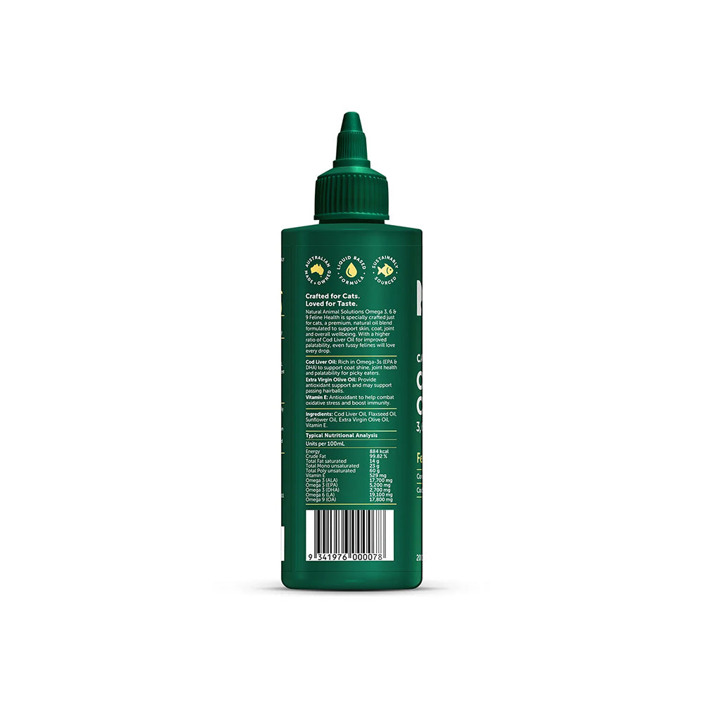 NAS NATURAL ANIMAL SOLUTIONS Omega 3, 6 & 9 Skin and Joint Care Oil for Cats 200ml