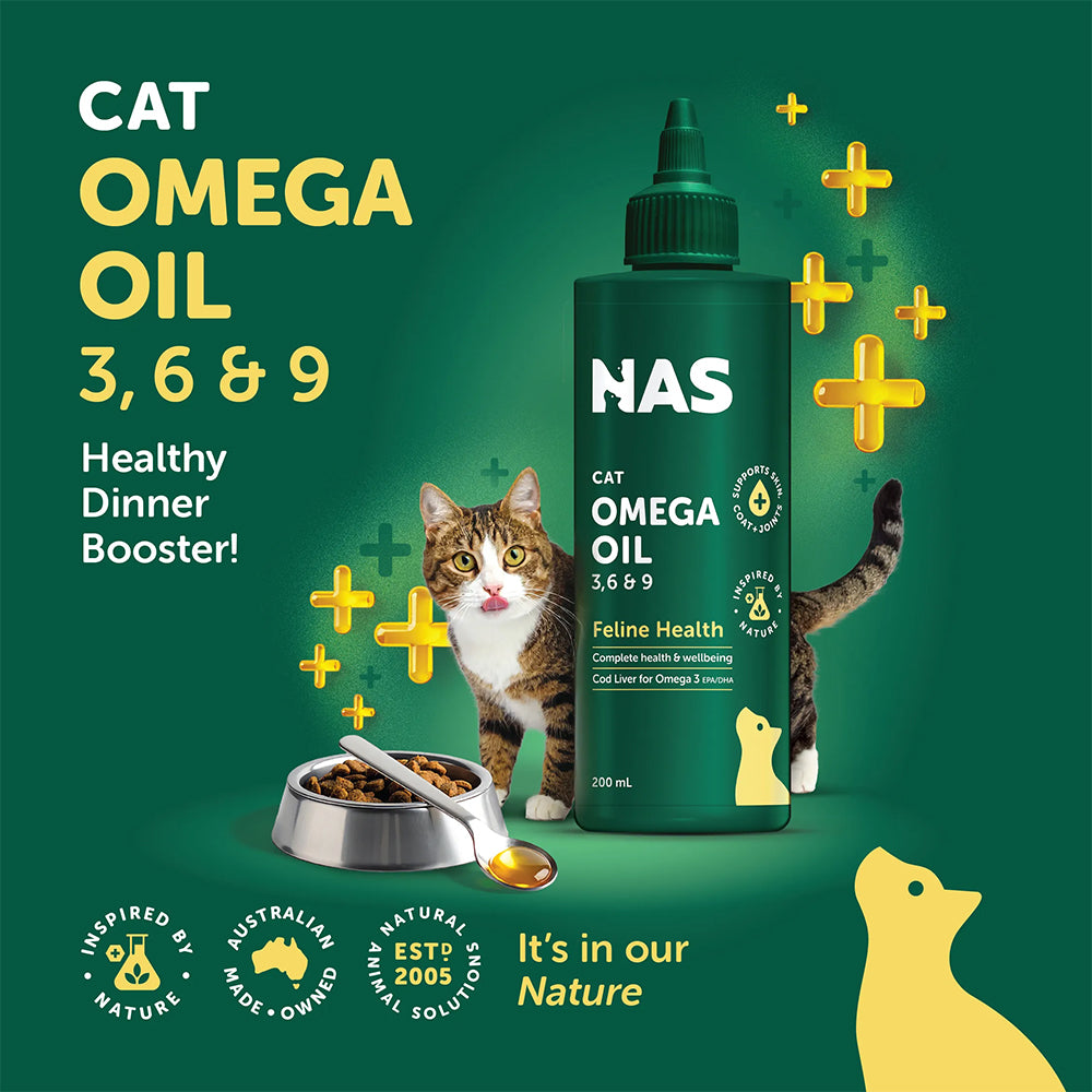 NAS NATURAL ANIMAL SOLUTIONS Omega 3, 6 & 9 Skin and Joint Care Oil for Cats 200ml