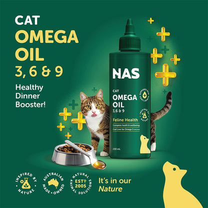 NAS NATURAL ANIMAL SOLUTIONS Omega 3, 6 & 9 Skin and Joint Care Oil for Cats 200ml