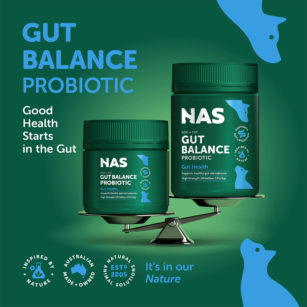 NAS NATURAL ANIMAL SOLUTIONS Natural Blend Gut Balance Probiotic Supplement For Cats & Dogs 80