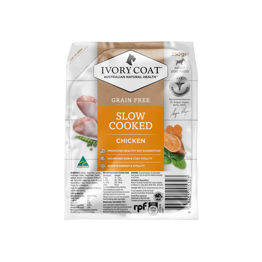 IVORY COAT Slow Cooked Chicken Grain Free Frozen Adult Dog Food 250g